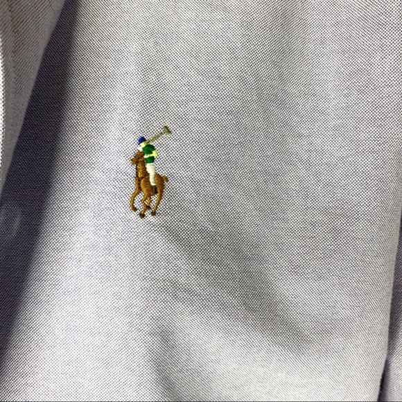 Ralph Lauren Classic Fit Long Sleeves Pony Logo Button Down Lavender Shirt. - Picture 4 of 11